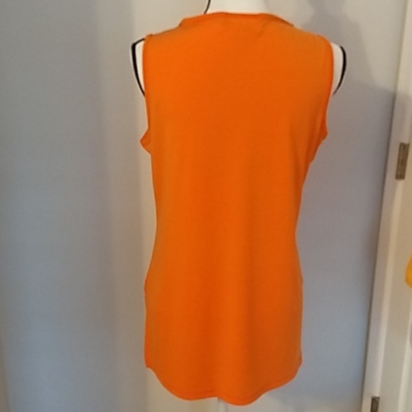 🌷‼️5/$20 Touché Sleeveless Bright Orange Tunic w/ Button Embellishments Size Lg - Picture 3 of 6